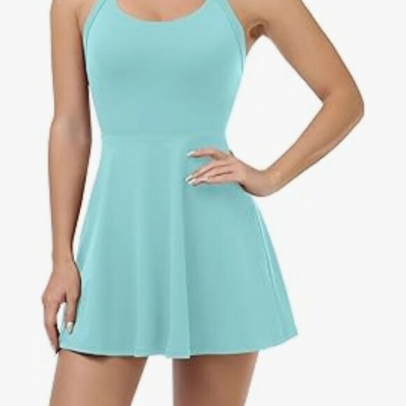 NEW Stylish Aqua Blue Twisted Strap Dress Small - Picture 2 of 3